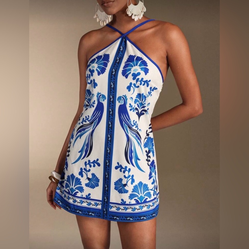Blue and White Boho Dress